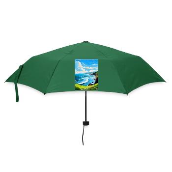 North Coast 500 Écosse Royaume-Uni Affiche de voyage vintage - Parapluie standard - vert bouteille - Devant