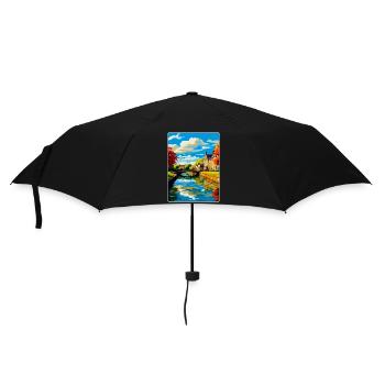 Bourton On The Water England Uk Travel Poster WPA - Umbrella (small) - black - Front