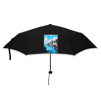 Fowey England Uk Vintage Reiseposter Souvenir - Regenschirm (klein) - Schwarz - Vorne