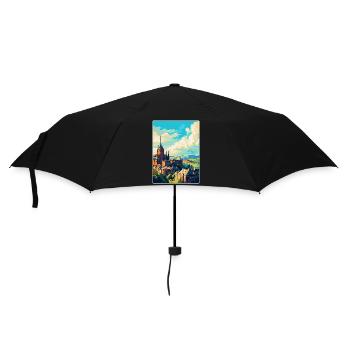 Edinburgh Scotland Uk Travel Poster Souvenir WPA - Umbrella (small) - black - Front