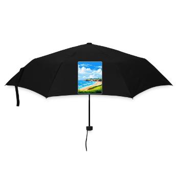 Maenporth Cornwall England Uk Travel Poster WPA - Umbrella (small) - black - Front