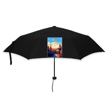 Edinburgh Scotland Uk Travel Poster Souvenir WPA - Umbrella (small) - black - Front