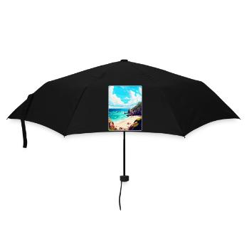 Porthcurno England Uk Travel Poster Souvenir WPA - Umbrella (small) - black - Front
