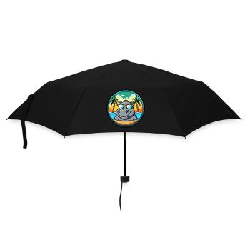 Hippo Funny Cartoon Summer Beach Sunglasses Cool - Umbrella (small) - black - Front