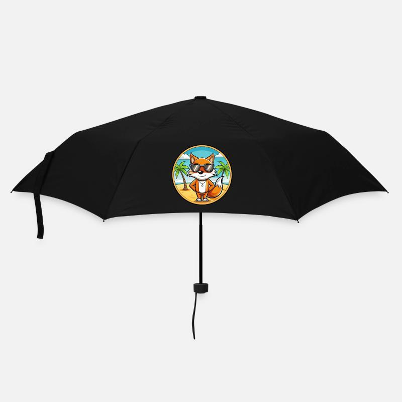Fuchs Lustige Cartoon Sommer Strand Sonnenbrille Aufkleber - Regenschirm (klein) - Schwarz