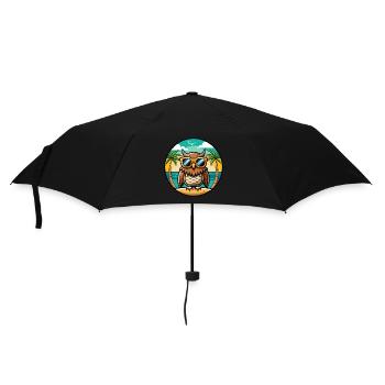 Eule Lustige Cartoon Sommer Strand Sonnenbrille Aufkleber - Regenschirm (klein) - Schwarz - Vorne