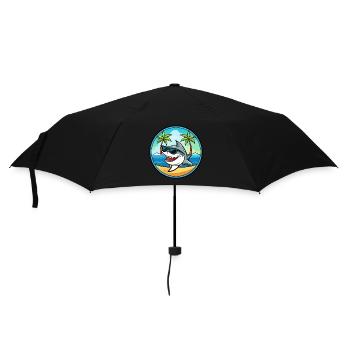 Hai Lustige Cartoon Sommer Strand Sonnenbrille Cool - Regenschirm (klein) - Schwarz - Vorne