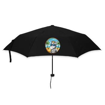 Zebra Lustige Cartoon Sommer Strand Sonnenbrille Cool - Regenschirm (klein) - Schwarz - Vorne