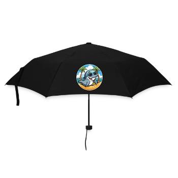 Dolphin Funny Cartoon Summer Beach Sunglasses Cool - Umbrella (small) - black - Front
