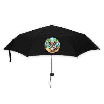 Waschbär Lustig Cartoon Sommer Strand Sonnenbrille Cool - Regenschirm (klein) - Schwarz - Vorne