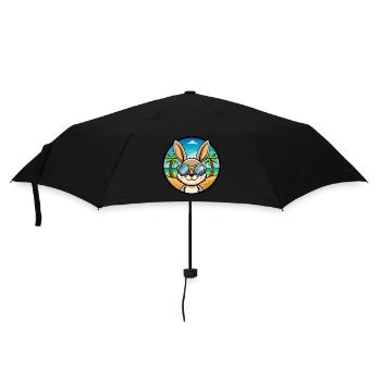 Kaninchen Lustige Cartoon Sommer Strand Sonnenbrille Cool - Regenschirm (klein) - Schwarz - Vorne