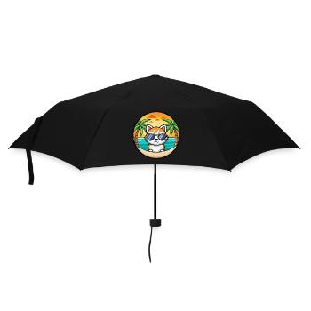 Kitten Funny Cartoon Summer Beach Sunglasses Cool - Umbrella (small) - black - Front