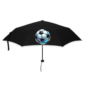 Colourful shimmering football with light reflections - Umbrella (small) - black - Front
