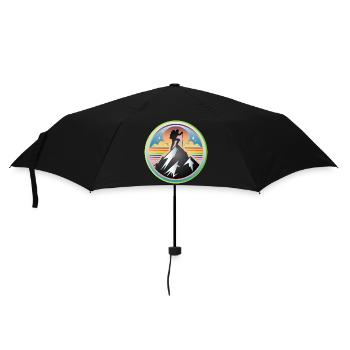 Montagnes avec un alpiniste au sommet - Parapluie standard - noir - Devant