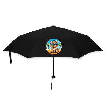Liger Hybrid Löwe Tiger Katzenrasse Cartoon Strand - Regenschirm (klein) - Schwarz - Vorne