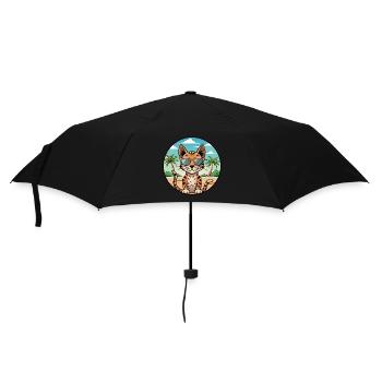 Savannah Katzenrasse Cartoon Sonnenbrille Strand - Regenschirm (klein) - Schwarz - Vorne