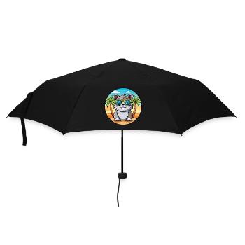 Scottish Fold Shorthair Cat Breed Cartoon Beach - Parapluie standard - noir - Devant