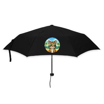 Bengalische Katzenrasse Cartoon Sonnenbrille Strand - Regenschirm (klein) - Schwarz - Vorne