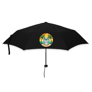 Asiatische Katzenrasse Cartoon Sonnenbrille Strand - Regenschirm (klein) - Schwarz - Vorne