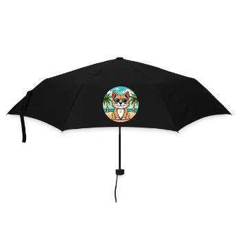 German Longhair Cat Breed Cartoon Sunglasses Beach - Umbrella (small) - black - Front