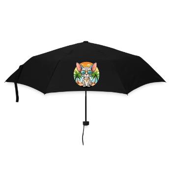 Devon Rex Cat Breed Cartoon Sunglasses Beach - Umbrella (small) - black - Front