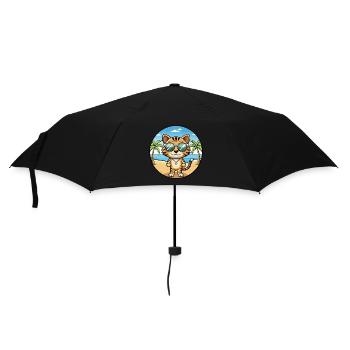 Toyger Katze Rasse Cartoon Kawaii Sonnenbrille Strand - Regenschirm (klein) - Schwarz - Vorne