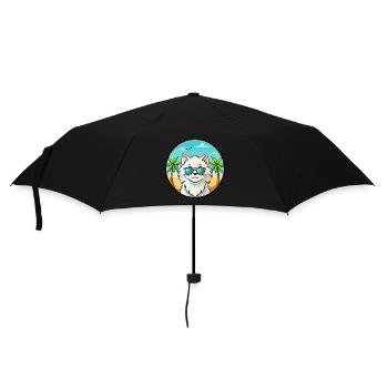 Weiße Langhaarkatze Persische Katze Rasse Cartoon Strand - Regenschirm (klein) - Schwarz - Vorne