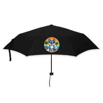 Alaskan Klee Kai Chien Race Dessin Animé Lunettes De Soleil Plage - Parapluie standard - noir - Devant