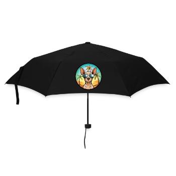 Amerikanischer haarloser Terrier Hunderasse Cartoon Beach - Regenschirm (klein) - Schwarz - Vorne