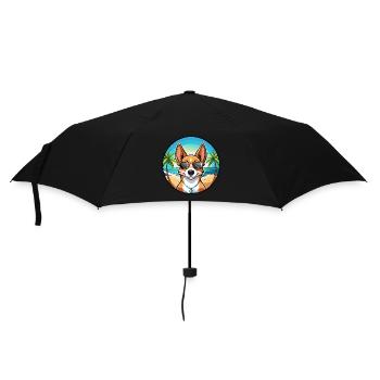 Basenji Hunderasse Cartoon Sonnenbrille Strand - Regenschirm (klein) - Schwarz - Vorne