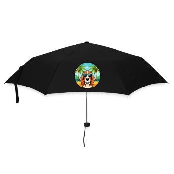 Basset Hound Hund Rasse Cartoon Sonnenbrille Strand - Regenschirm (klein) - Schwarz - Vorne