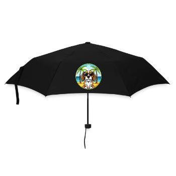 Beagle Harrier Hunderasse Cartoon Sonnenbrille Strand - Regenschirm (klein) - Schwarz - Vorne