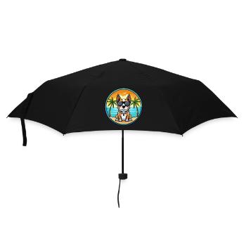 Braque Auvergne Hunderasse Cartoon Sonnenbrille Strand - Regenschirm (klein) - Schwarz - Vorne