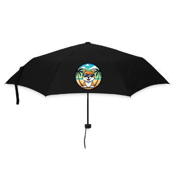 Hokkaido Dog Breed Cartoon Sunglasses Beach - Umbrella (small) - black - Front