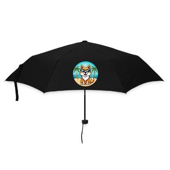 Isländischer Schäferhund Rasse Cartoon Sonnenbrille Strand - Regenschirm (klein) - Schwarz - Vorne