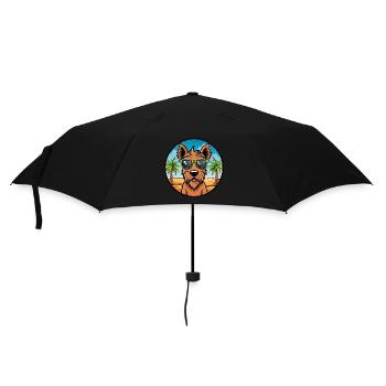 Irish Terrier Hunderasse Cartoon Sonnenbrille Strand - Regenschirm (klein) - Schwarz - Vorne