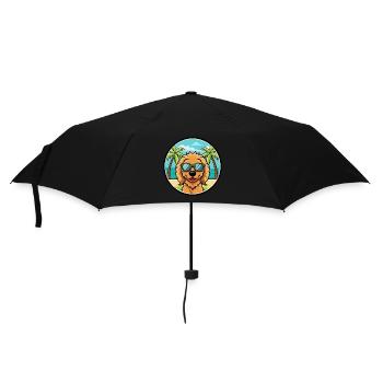 Goldendoodle Hunderasse Cartoon Sonnenbrille Strand - Regenschirm (klein) - Schwarz - Vorne