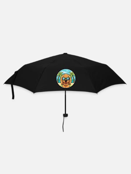 Goldendoodle Hunderasse Cartoon Sonnenbrille Strand - Regenschirm (klein) - Schwarz