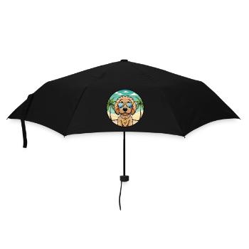 Labradoodle Hunderasse Cartoon Sonnenbrille Strand - Regenschirm (klein) - Schwarz - Vorne