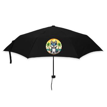 Labrador Husky Dog Breed Cartoon Sunglasses Beach - Umbrella (small) - black - Front