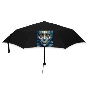 Gesicht mit Fischaugen - Regenschirm (klein) - Schwarz - Vorne