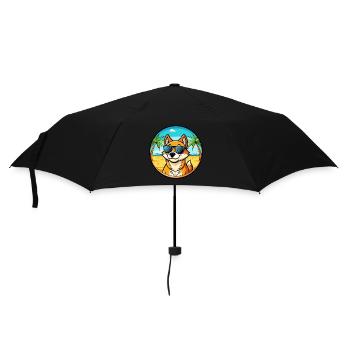Neuguinea Singende Hunderasse Cartoon Sonnenbrille - Regenschirm (klein) - Schwarz - Vorne