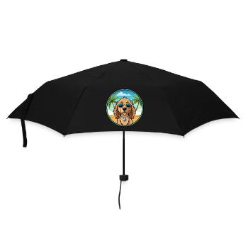 Norfolk Spaniel Hunderasse Cartoon Sonnenbrille Strand - Regenschirm (klein) - Schwarz - Vorne