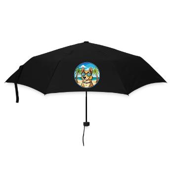 Norwegischer Windhund Rasse Cartoon Sonnenbrille Strand - Regenschirm (klein) - Schwarz - Vorne