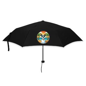 Parson Russell Terrier Dog Breed Cartoon Beach - Umbrella (small) - black - Front