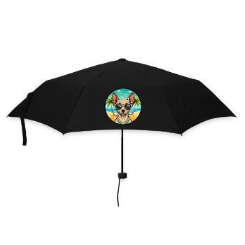 Peruanische haarlose Hunderasse Cartoon Sonnenbrille Strand - Regenschirm (klein) - Schwarz - Vorne