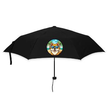 Pommersche Hunderasse Cartoon Sonnenbrille Strand - Regenschirm (klein) - Schwarz - Vorne