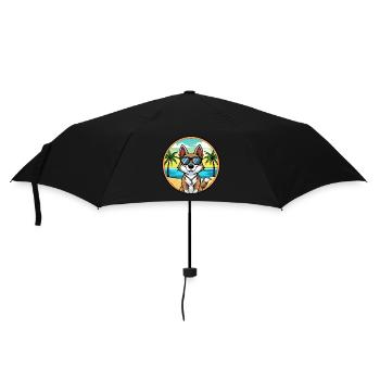 Schweizer Laufhund Hunderasse Cartoon Sonnenbrille Strand - Regenschirm (klein) - Schwarz - Vorne