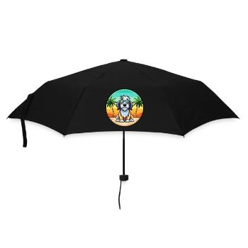 Basset Griffon Vendéen Hunderasse Cartoon Beach - Regenschirm (klein) - Schwarz - Vorne