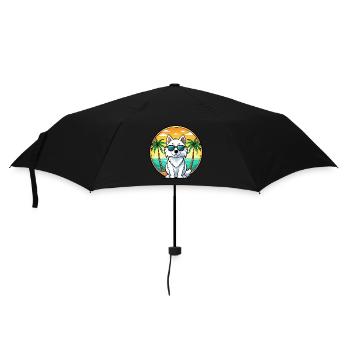American Eskimo Dog Breed Cartoon Sunglasses Beach - Umbrella (small) - black - Front